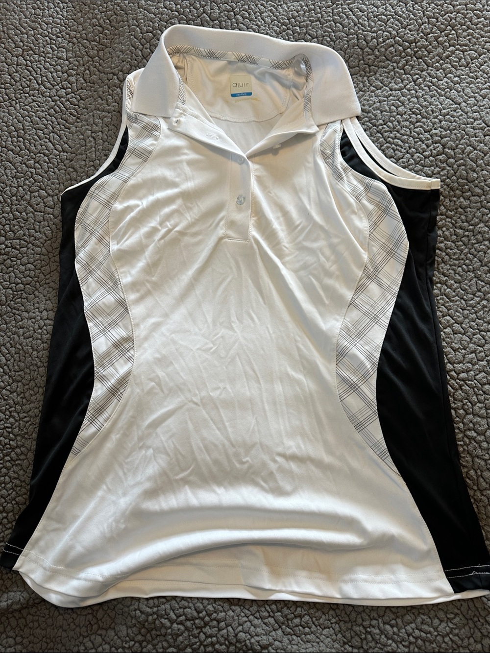 OluKai White and Black Sleeveless Polo Tank